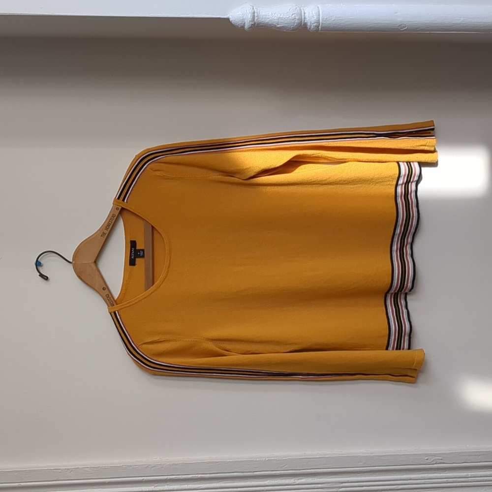 Alfani Womens Striped Bell Sleeve Pullover Sweater, Yellow, Size Medium